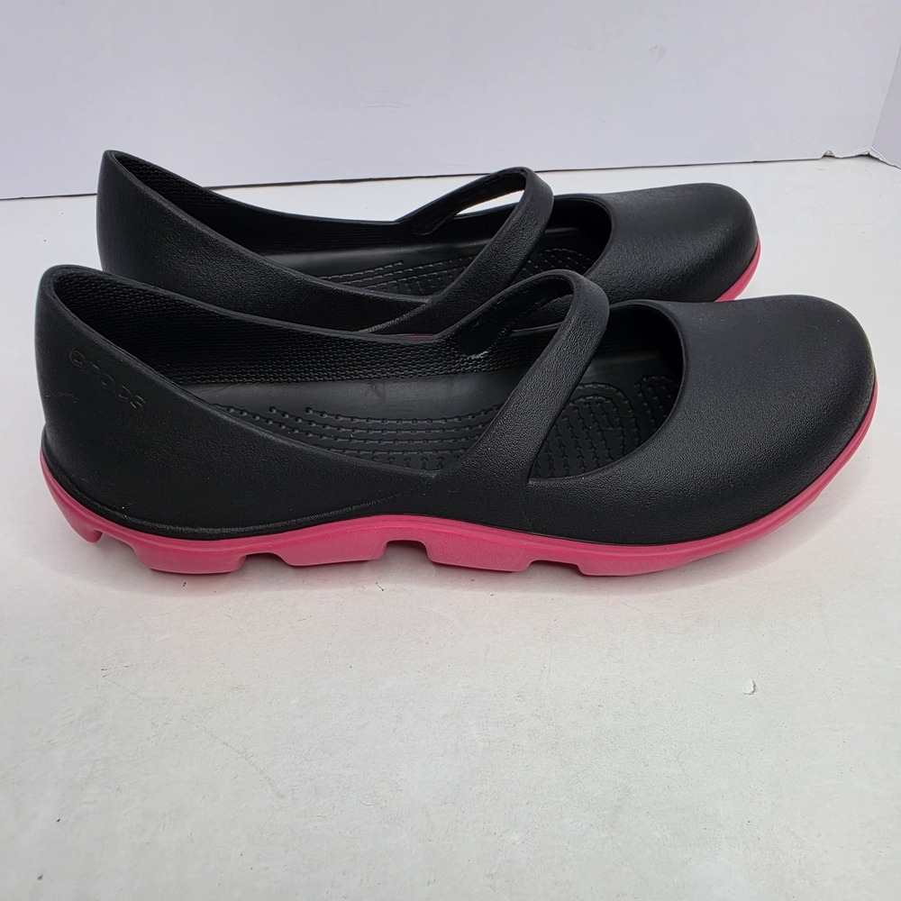 Crocs Mary Jane Slip On Shoes Black And Pink Size 10 Women's